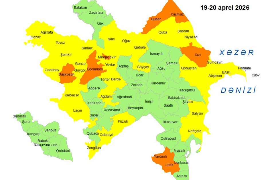 Küləkli hava ilə bağlı sarı və narıncı XƏBƏRDARLIQ