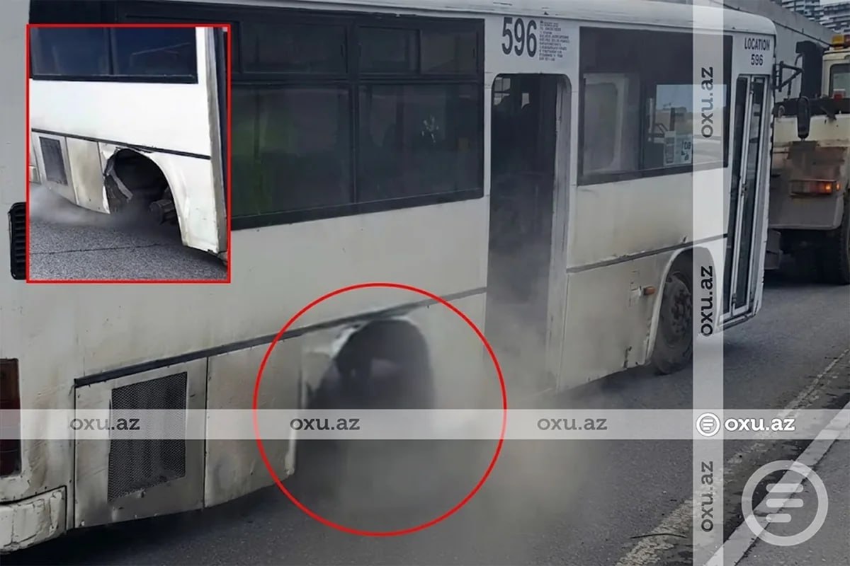 "Sulutəpə dairəsi"ndə sərnişin avtobusu təkərsiz sürüldü - VİDEO