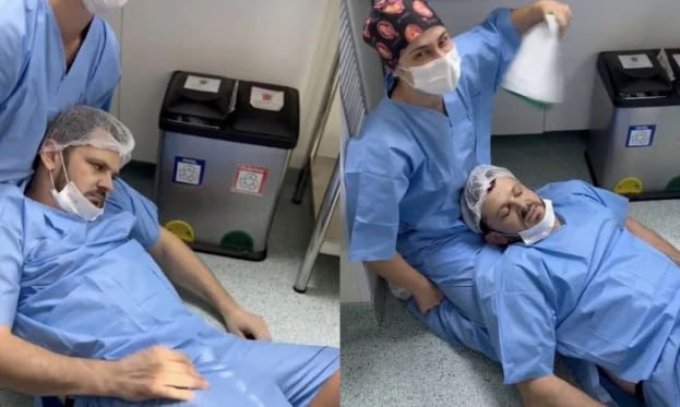 Arvadının doğuşu zamanı huşunu itirən kişi internet ulduzuna çevrildi &ndash; VİDEO