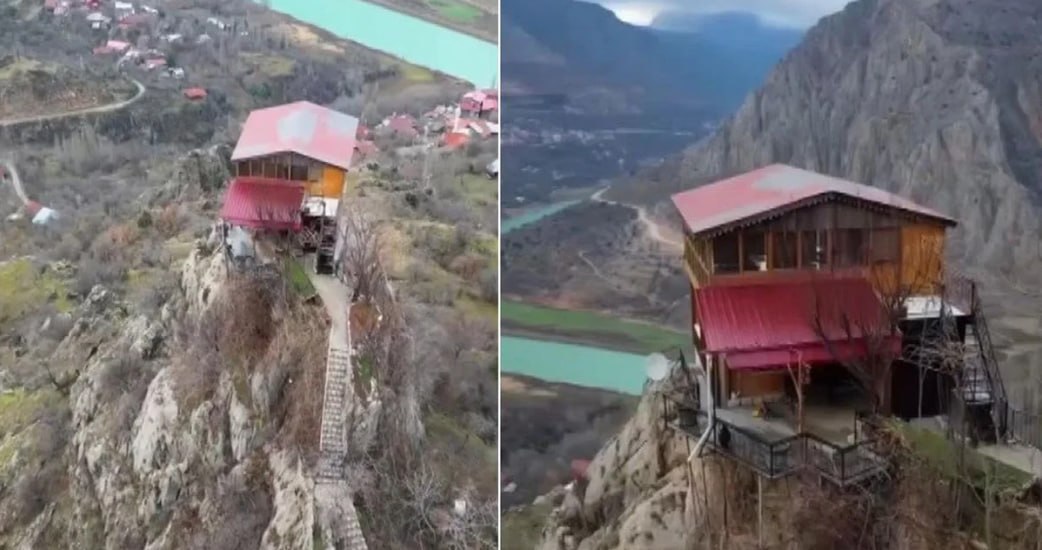 Təqaüdçü müəllim dağın zirvəsinə ev inşa etdi &ndash; Rayonun rəmzinə ÇEVRİLDİ &ndash; FOTO