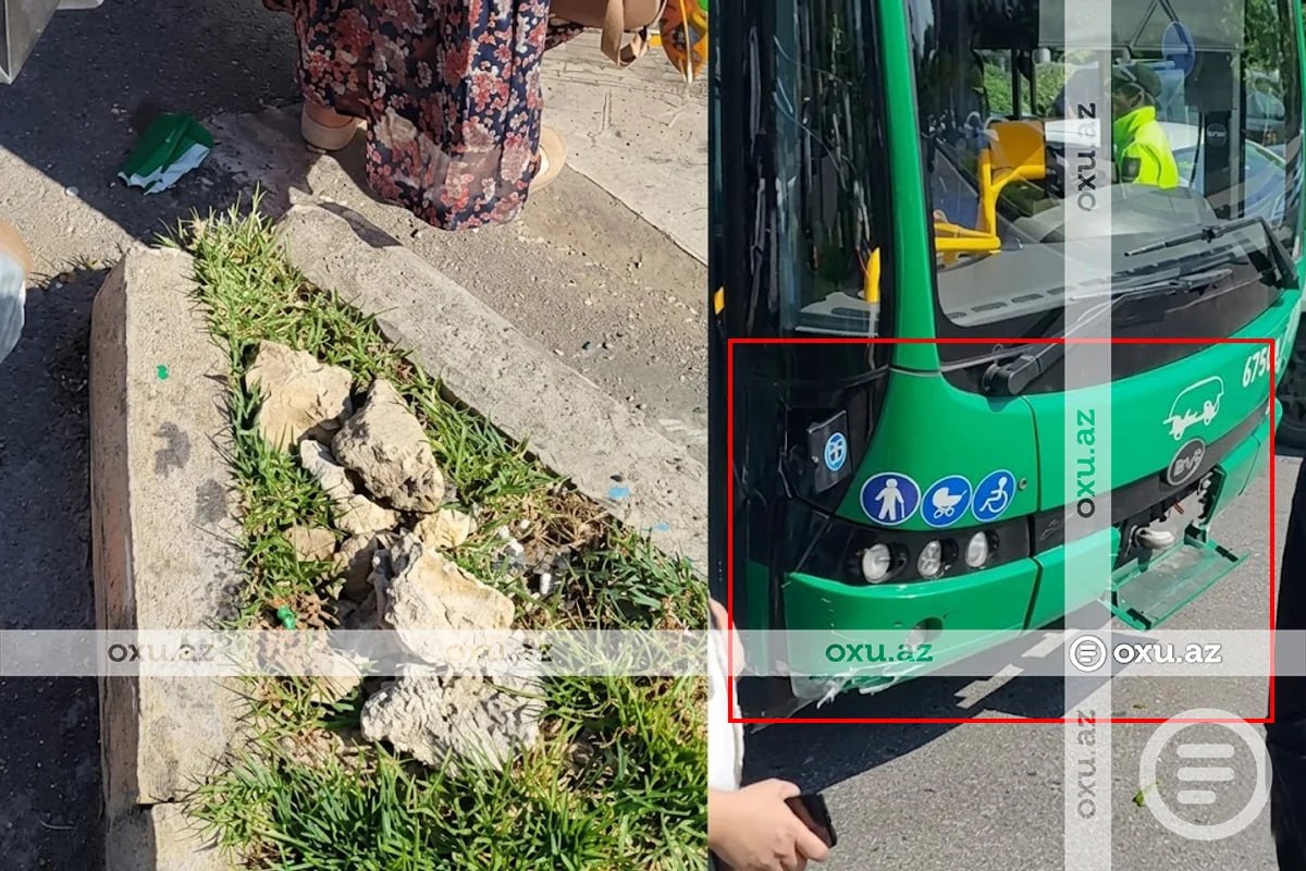 Bakıda sərnişin avtobusu qəzaya düşdü &ndash; VİDEO