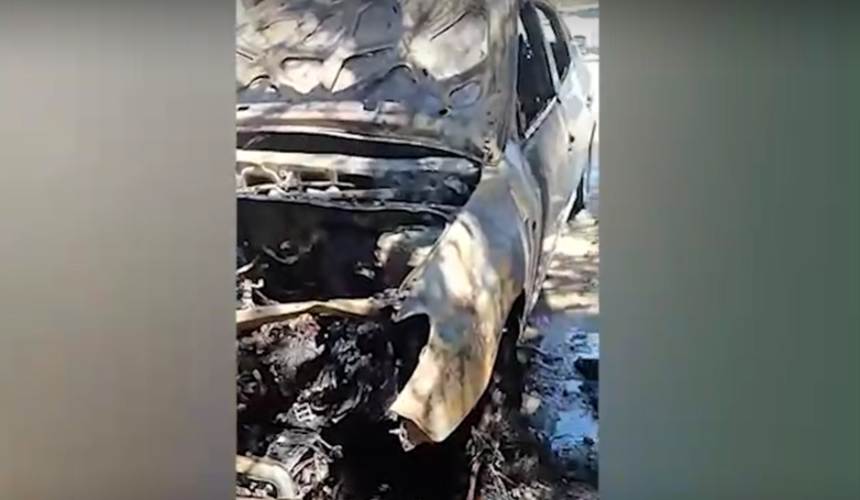"8-ci km" bazarında avtomobil yandı - VİDEO