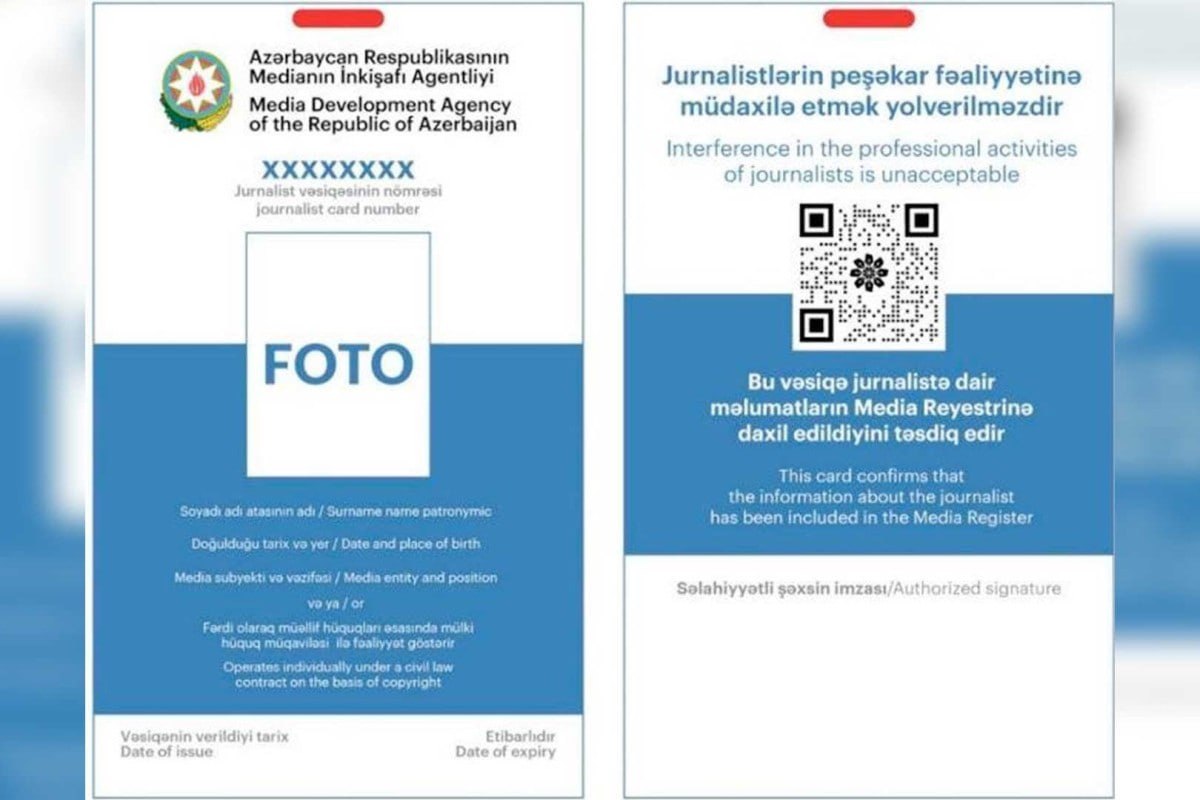 Jurnalist vəsiqəsinin verilməsinə və dəyişdirilməsinə görə ödəniş LƏĞV EDİLİR