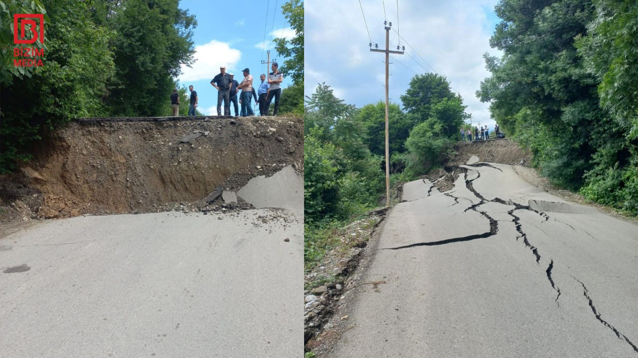 Qubada TORPAQ SÜRÜŞMƏSİ &ndash; Altı kəndə gedən yol bağlandı &ndash; FOTO