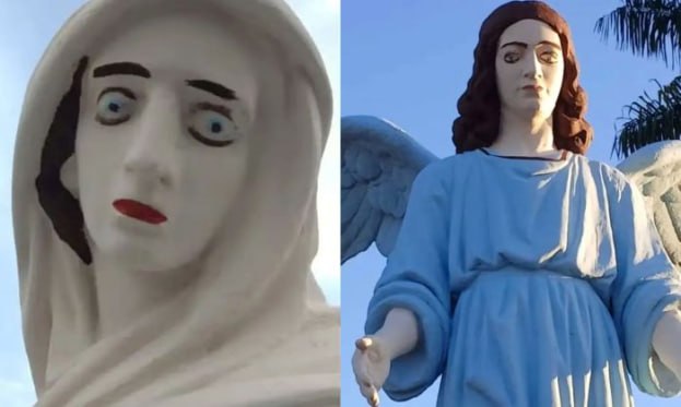 Braziliyada uğursuz bərpa işi: İsa peyğəmbərin heykəli karikaturaya çevrildi - FOTO