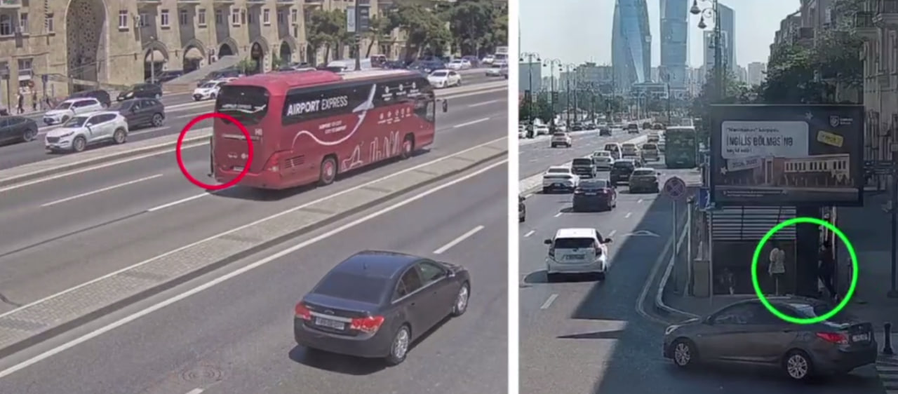 Prospektdə yolu keçən piyadaların düşdüyü dəhşətli qəzalar &ndash; ANBAAN VİDEO