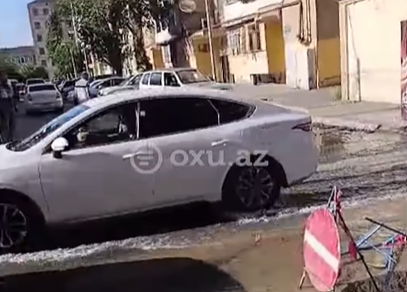 Qaraçuxurda su borusu təmirdən bir gün sonra PARTLADI - VİDEO