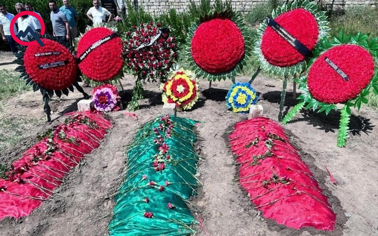 Ata və övladları dəfn olundu - FOTO