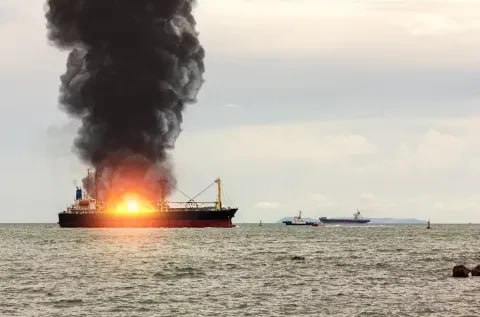 Hörmüz boğazında tanker partladı - VİDEO