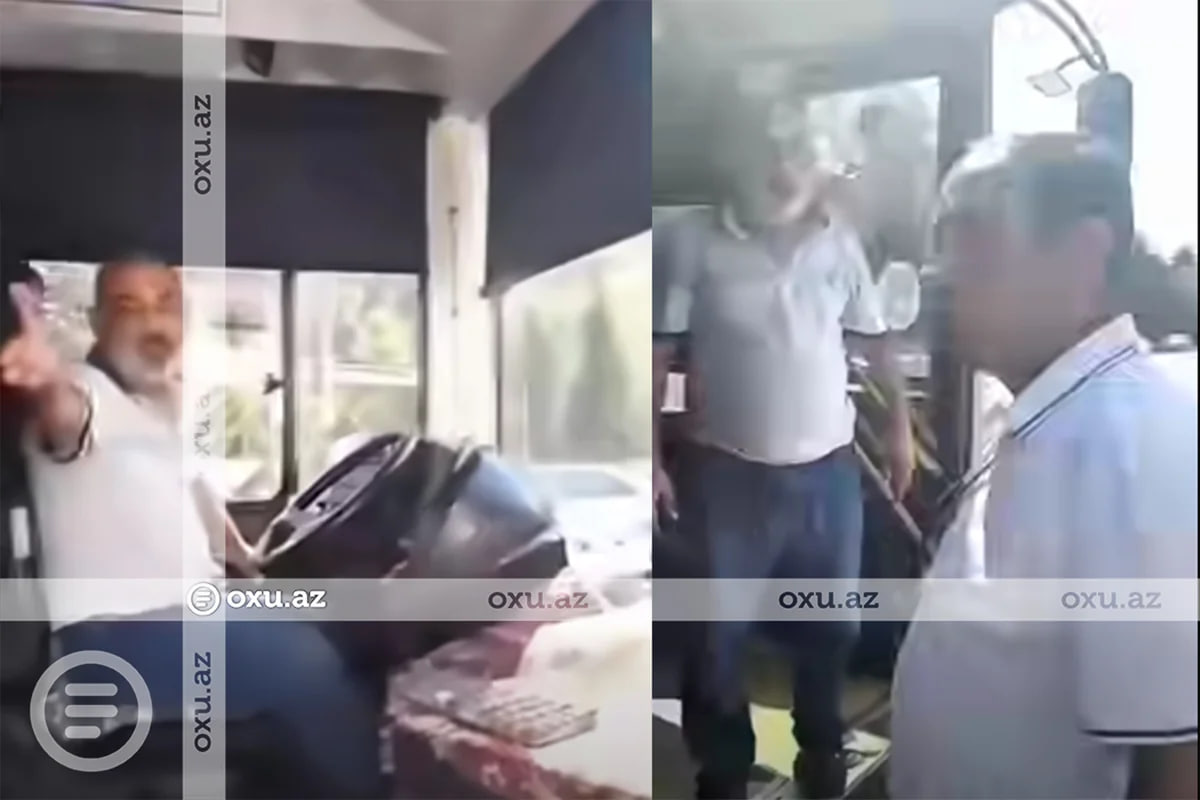 Sumqayıtda avtobus sürücüsü ilə sərnişin arasında mübahisə - VİDEO
