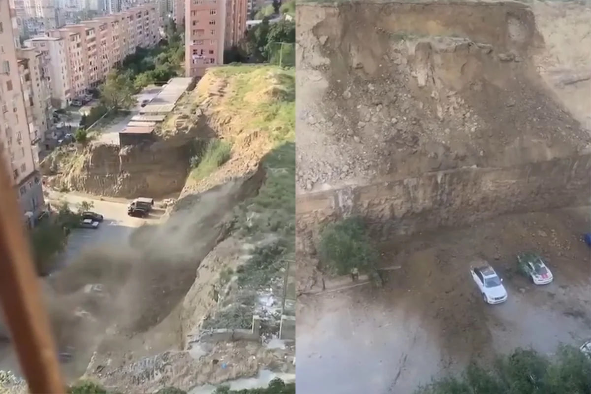 Bakıda DƏHŞƏTLİ ANLAR: Avtomobillər torpağın altında qaldı - VİDEO Bakıda DƏHŞƏTLİ ANLAR: Avtomobillər torpağın altında qaldı - VİDEO