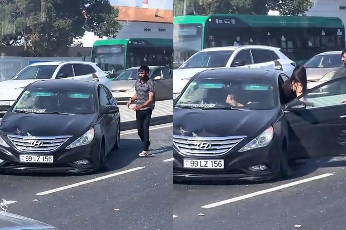 Bakıda qəza: "Hyundai" əks yola düşdü - VİDEO