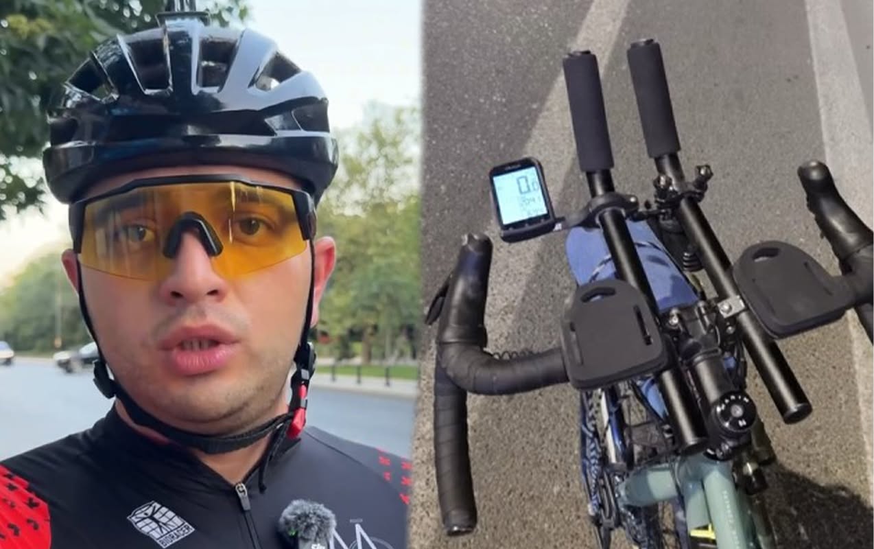 Avtobusla velosipedçini çətin vəziyyətə saldı - Video Avtobusla velosipedçini çətin vəziyyətə saldı - Video