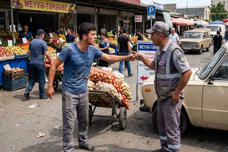 Şəmkir bazarında insident: Arabaçı “parkovşik”i döydü Şəmkir bazarında insident: Arabaçı “parkovşik”i döydü