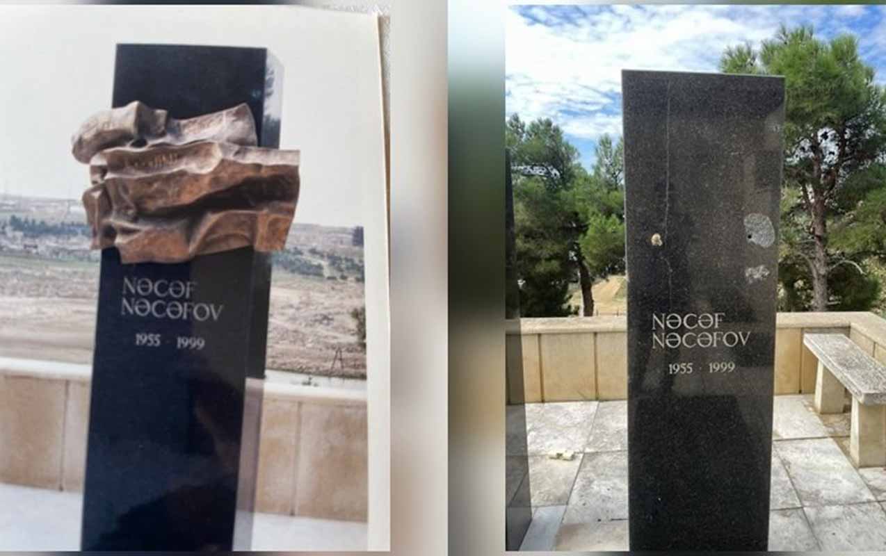 Nəcəf Nəcəfovun məzarı üzərindəki barelyef oğurlandı- Saxlanılan var - Foto Nəcəf Nəcəfovun məzarı üzərindəki barelyef oğurlandı- Saxlanılan var - Foto