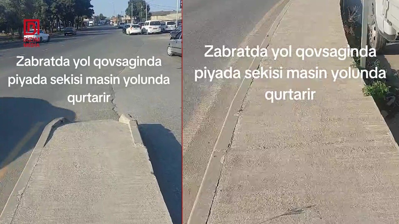 Səki var, amma davamı yoxdur &ndash; Zabratda qəribə yol - VİDEO