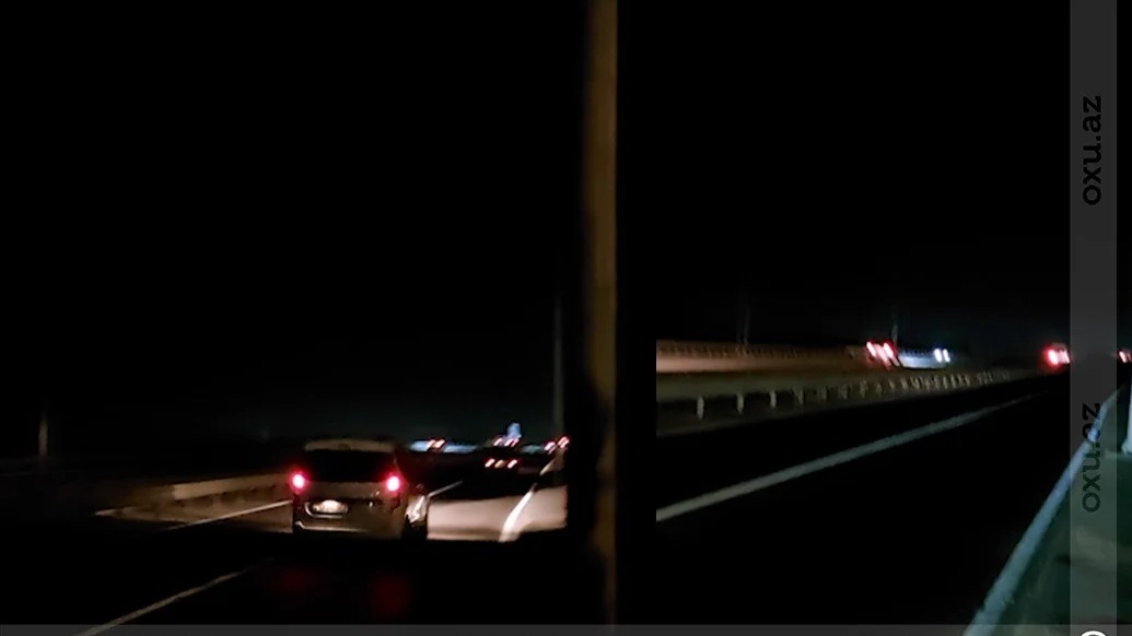 Bakıda əsas yollardan biri qaranlığa qərq olub: Sakinlər narazıdırlar - Video