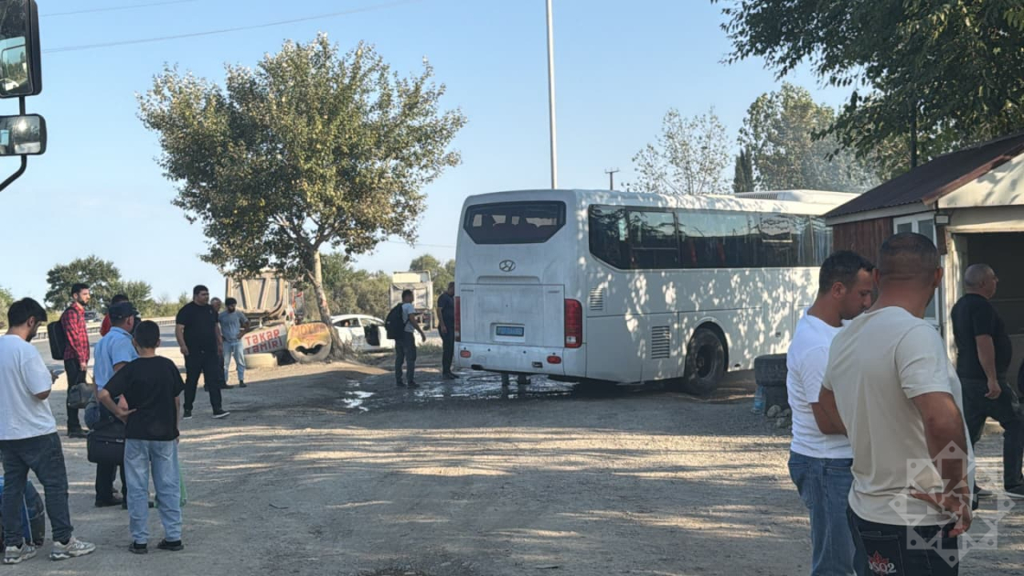 Xaçmazdan Bakı gələn avtobusda yanğın oldu - FOTO