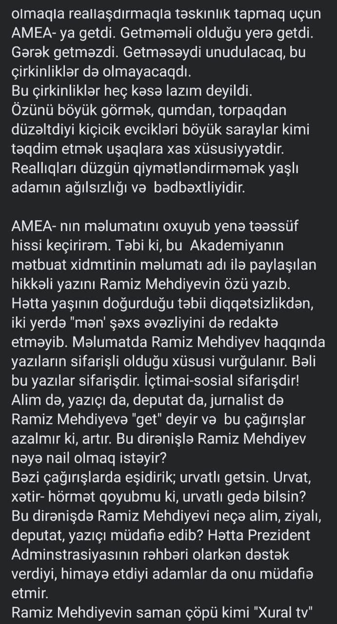 Musa Urud Ramiz Mehdiyev BARƏDƏ: “O, karantində nəvəsinə dəbdəbəli toy edəndən sonra getməli idi” - foto 2