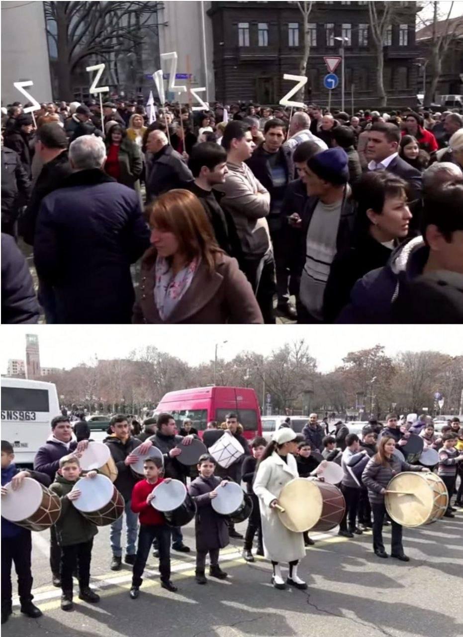 İrəvanda Rusiyaya dəstək məqsədilə aksiya keçirildi - FOTO/VİDEO - foto 1