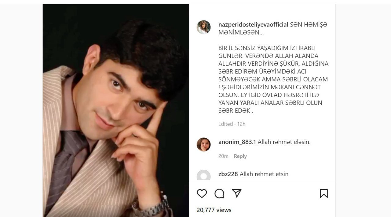 Nazpəri Dostəliyevadan vəfat edən oğlu haqqında PAYLAŞIM – “Sən həmişə mənimləsən...” - foto 1
