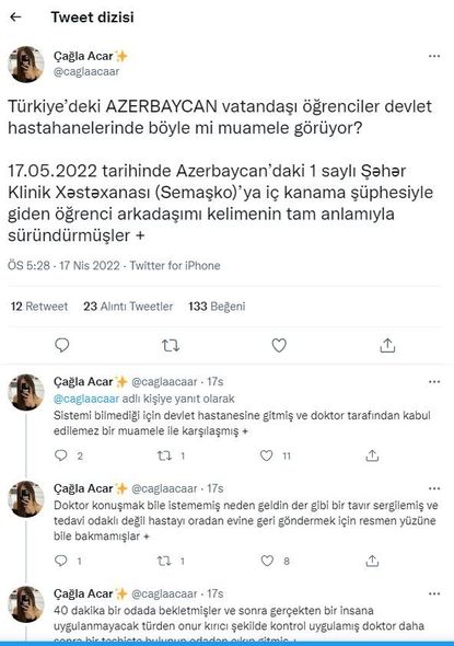 Kliniki Tibbi Mərkəzdən türk tələbənin ölümə tərk edilməsi iddialarına CAVAB - FOTO - foto 1