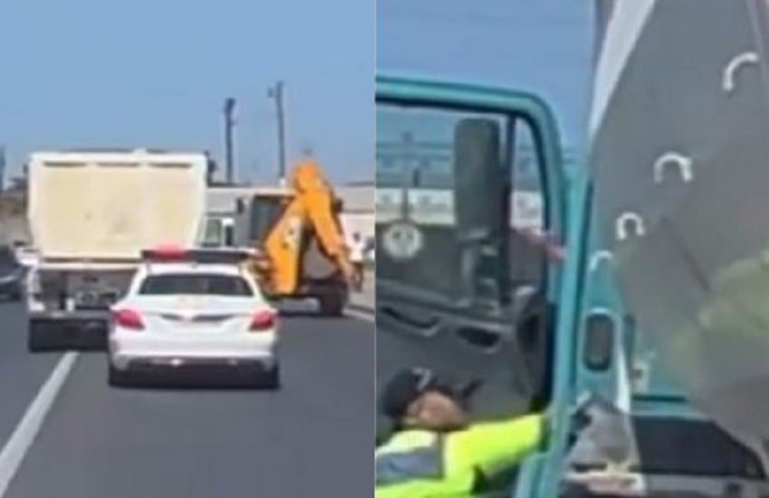 Polisdən qaçan yük maşını bu üsulla saxlanıldı - VİDEO