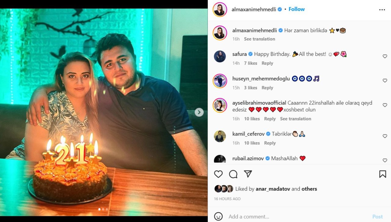 Almaxanım 21 yaşını nişanlısı ilə qeyd etdi - FOTO  - foto 1