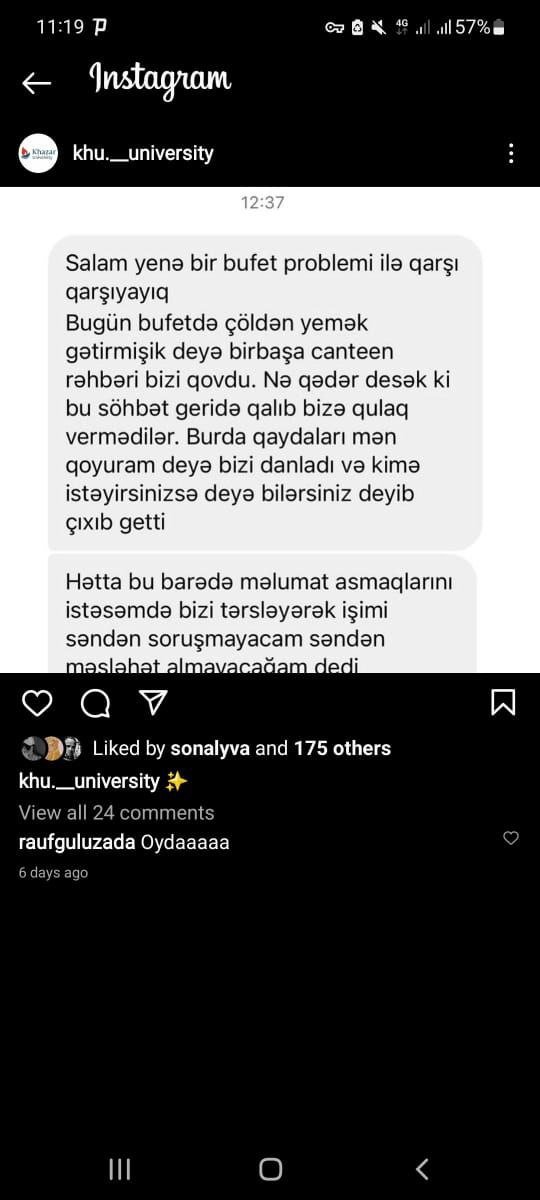 Xəzər universitetinin tələbələri bufetdən QOVULUR – Valideyndən ŞİKAYƏT - foto 2