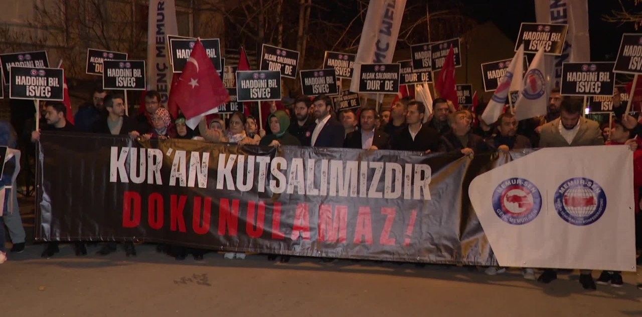 Ankarada İsveç səfirliyinin qarşısında etiraz aksiyası keçirildi - VİDEO