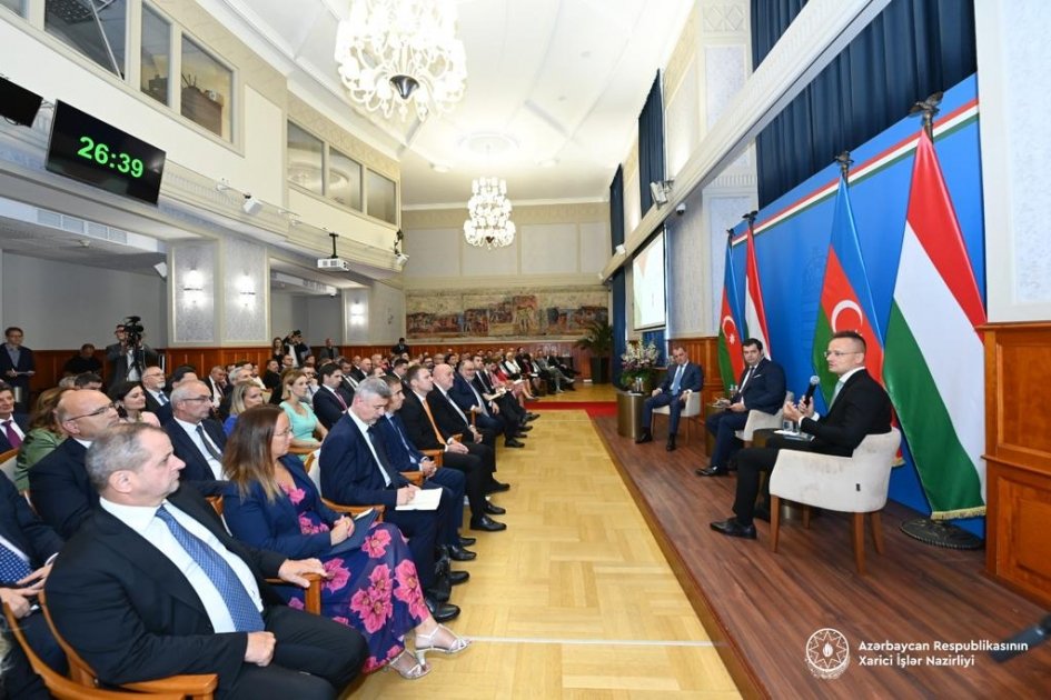 Ceyhun Bayramov Macarıstan diplomatik nümayəndəlik rəhbərlərinin konfransında çıxış edib - FOTO - foto 2