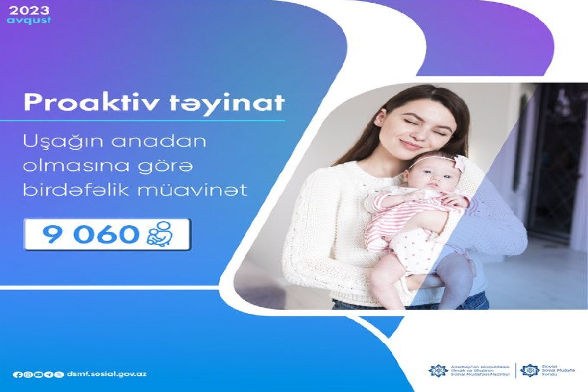 Ötən ay 9060 nəfərə uşağın anadan olmasına görə müavinət ÖDƏNİLİB - foto 1