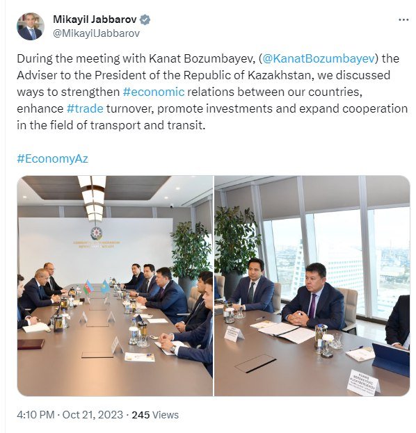 Azərbaycan və Qazaxıstan arasında iqtisadi əlaqələrin gücləndirilməsi müzakirə edilib - FOTO  - foto 1