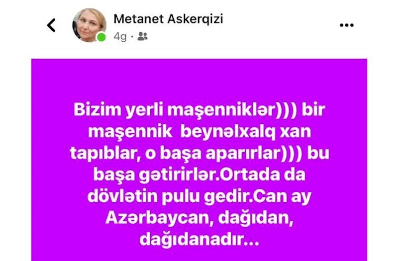 Dələduz QHT-çi Mətanət Əsgərqızı İrəvan xanının davamçısını təhqir etdi — Ermənilərlə eyni mövqeyi paylaşır  - foto 1