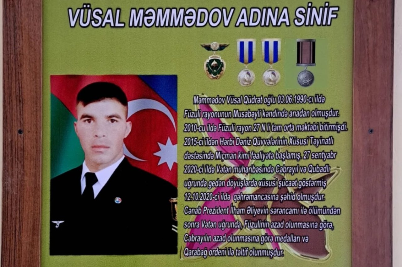Füzuli məktəbində üç sinfə şəhidlərin adları verilib – FOTO - foto 4