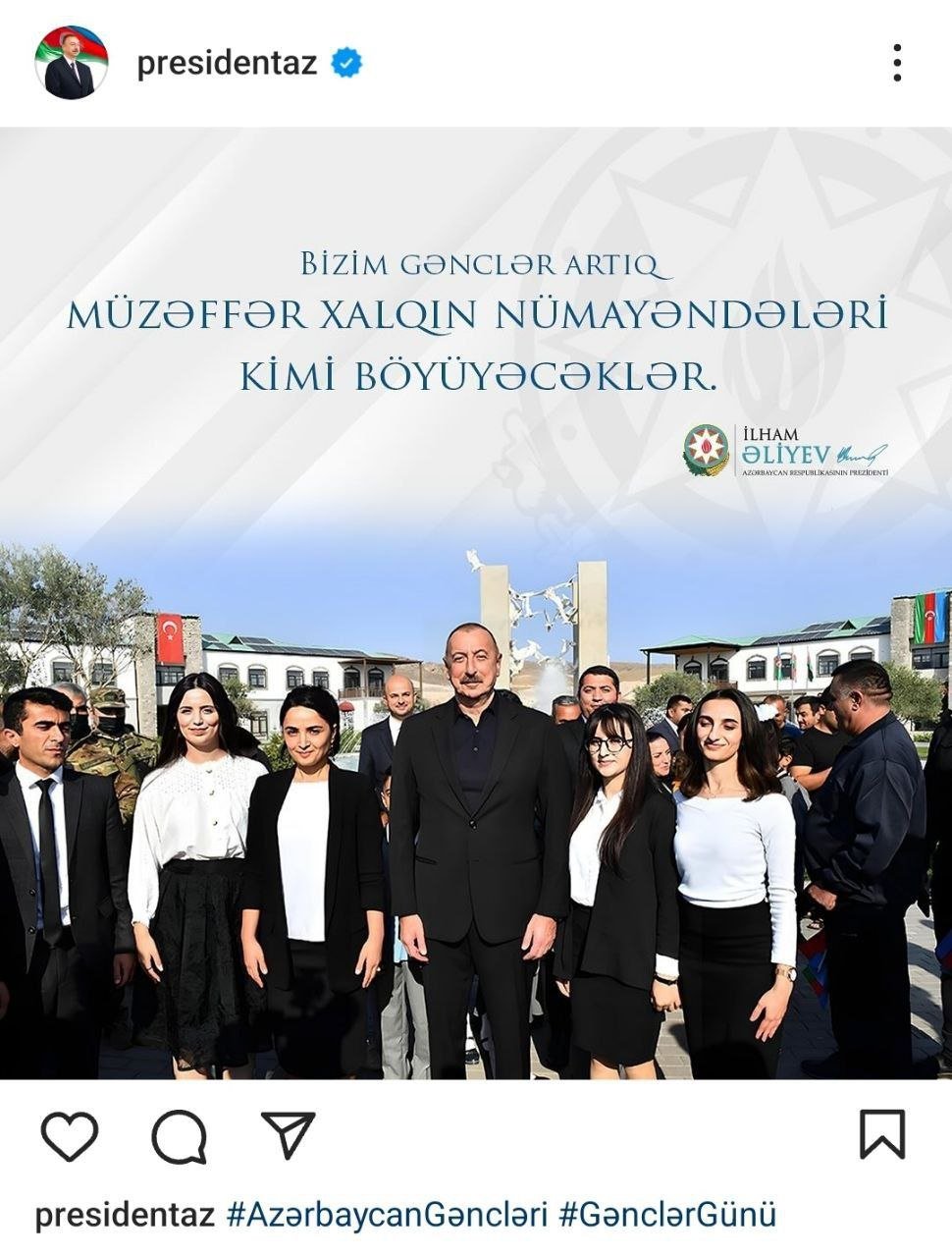 Prezident Gənclər Günü ilə bağlı paylaşım edib - FOTO - foto 1