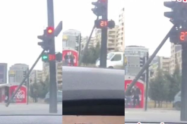 Sumqayıtda işıqfor təhlükəli anlar yaşatdı - VİDEO