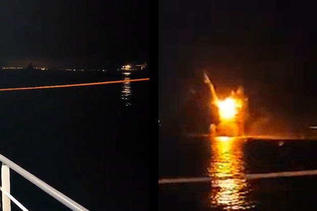 Ukrayna Rusiyanın hərbi katerini dronla məhv etdi - FOTO/VİDEO