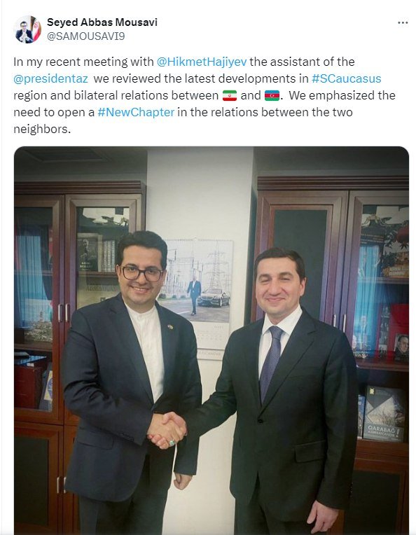 Hikmət Hacıyev iranlı səfirlə dövlətlərarası münasibətləri MÜZAKİRƏ EDİB - FOTO - foto 1