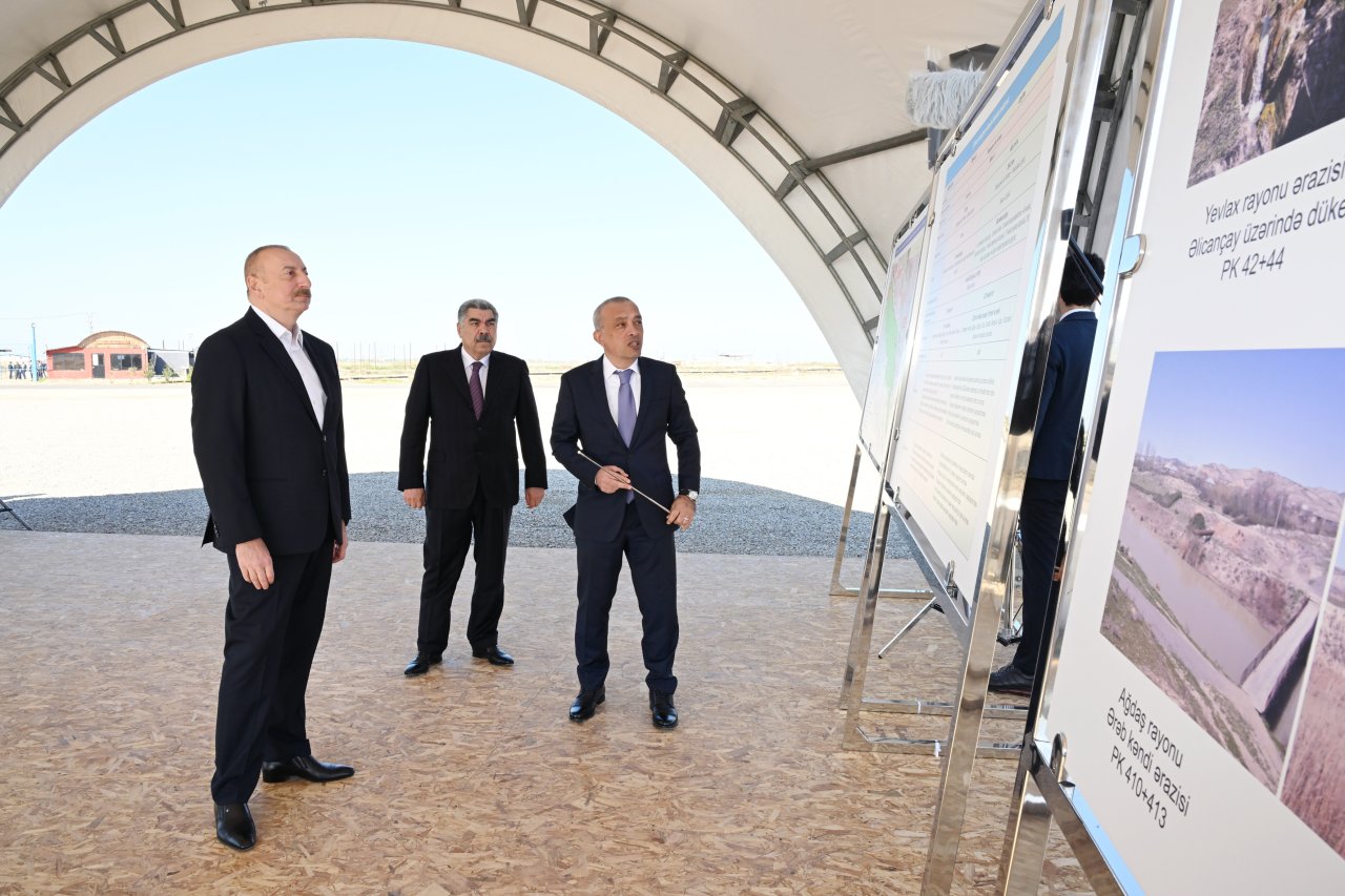 Prezident Şirvan suvarma kanalının təməlini qoydu - FOTO/VİDEO - foto 2