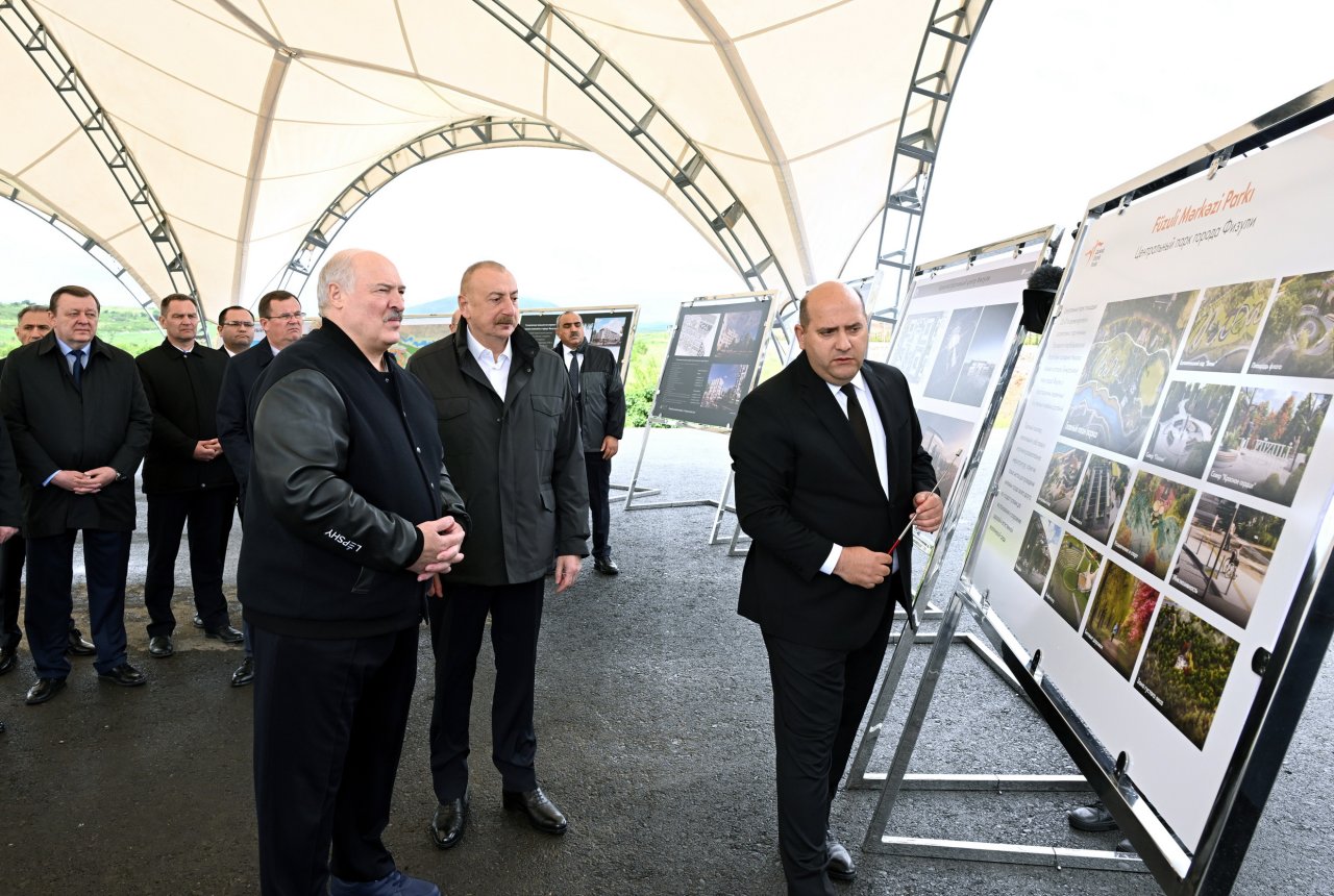 Azərbaycan və Belarus prezidentləri Füzuli şəhərinin dağıdılmış yerlərinə baxdılar – FOTO/VİDEO