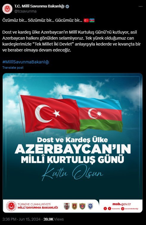 Türkiyənin Milli Müdafiə Nazirliyi: Özümüz bir… Sözümüz bir… Gücümüz bir… - FOTO - foto 1