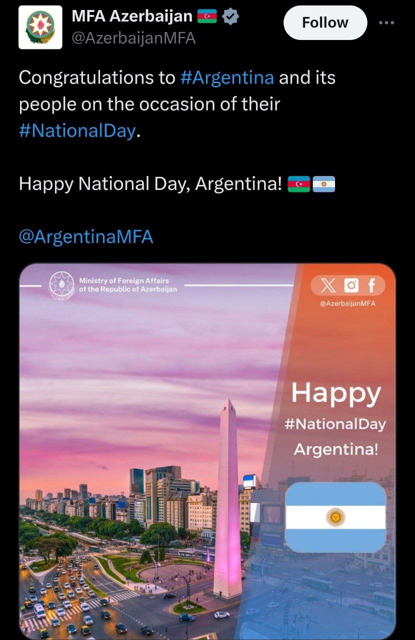 Azərbaycan XİN Argentinanı TƏBRİK ETDİ - FOTO - foto 1