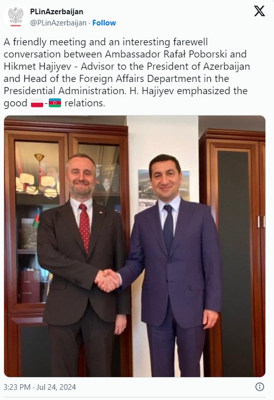 Hikmət Hacıyev Polşanın səfiri ilə GÖRÜŞDÜ - FOTO - foto 1
