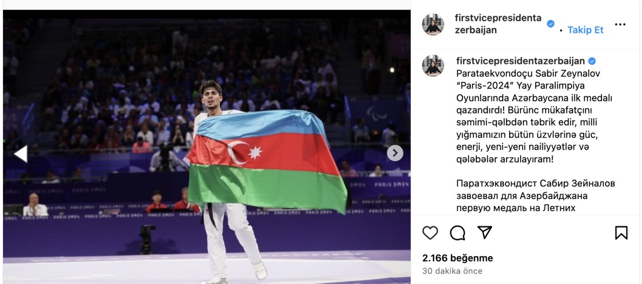 Mehriban Əliyeva parataekvondoçu Sabir Zeynalovu TƏBRİK ETDİ - FOTO - foto 1