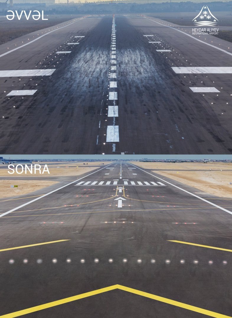 Bakı aeroportunda yenilənmiş uçuş-enmə zolağı istifadəyə verildi – FOTO - foto 1