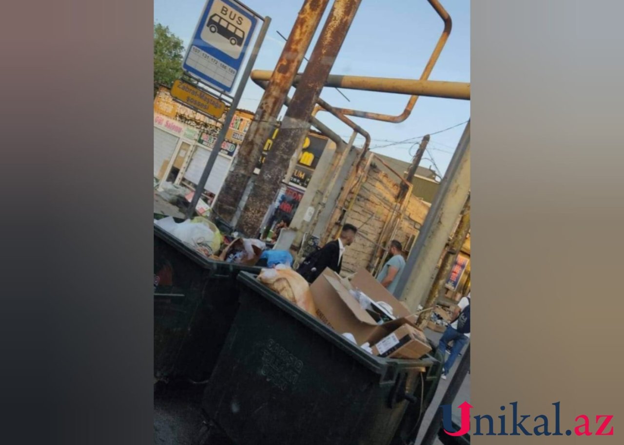 Bakıda avtobus dayanacağı zibilxanaya ÇEVRİLDİ - FOTO - foto 1