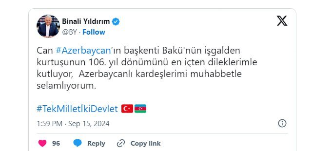 Binəli Yıldırımdan Bakının işğaldan azad edilməsi ilə bağlı PAYLAŞIM - FOTO - foto 1