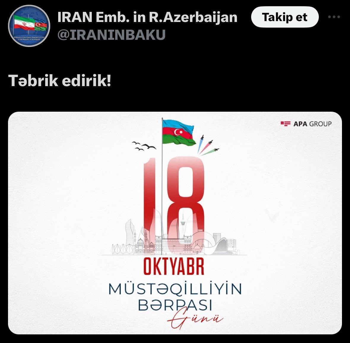 İran səfirliyindən Azərbaycana təbrik – FOTO - foto 1
