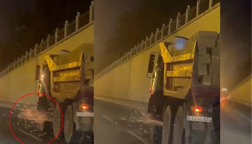 Bakıda təhlükə saçan yük avtomobilinin GÖRÜNTÜLƏRİ &ndash; VİDEO 